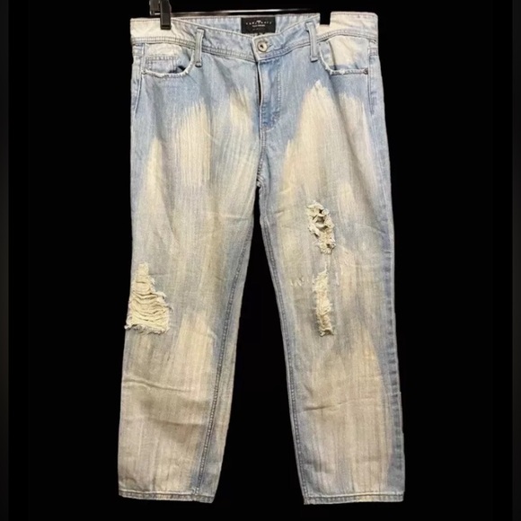 Sanctuary Clothing Bleach Wash Distressed Ripped Cropped Boyfriend Jeans - 31 - Picture 1 of 8